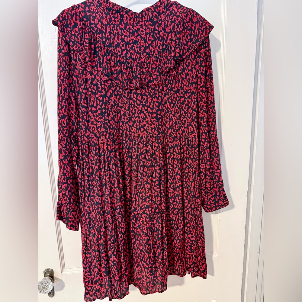 Zara Red and Black Patterned Dress